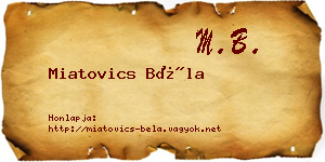 Miatovics Béla névjegykártya